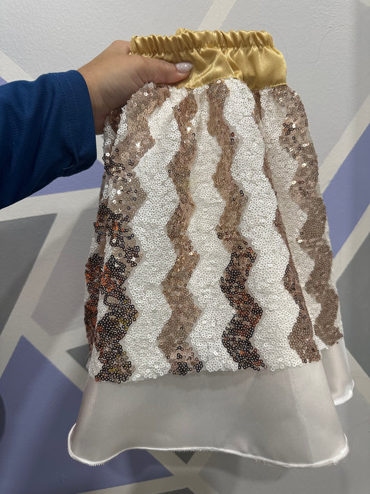 READY TO SHIP ROSE GOLD CHEVRON SEQUINS ON WHITE AND GOLD SIZE MEDIUM