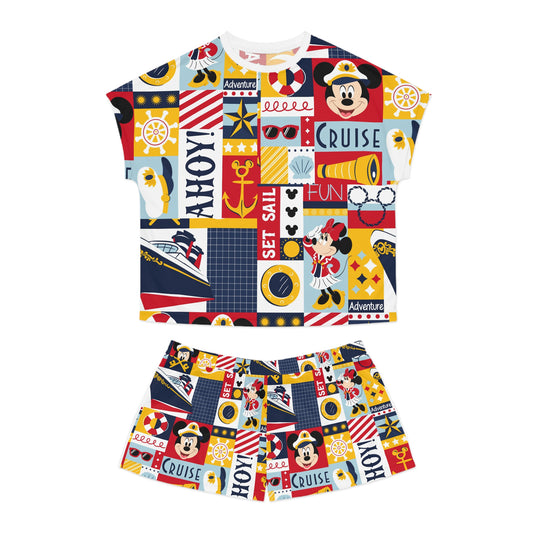 Cruise Patchwork Mickey & Minnie Women's Pajama Set