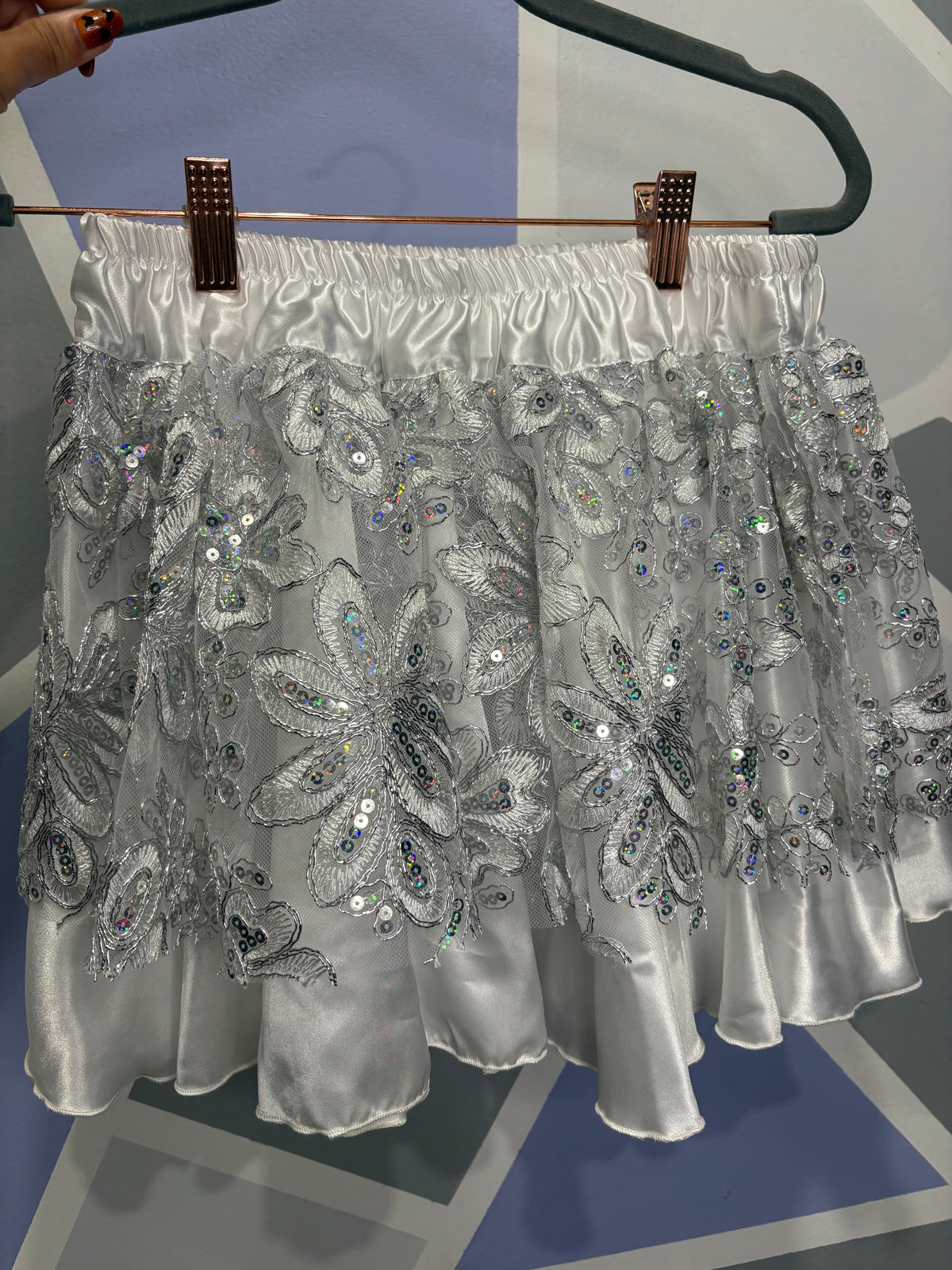 SIZE SMALL READY TO SHIP ALL WHITE HOLOGRAPHIC SKIRT