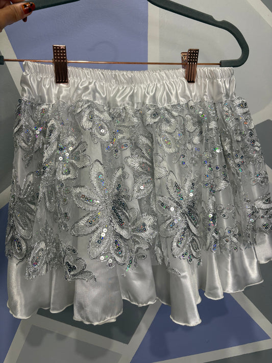 SIZE SMALL READY TO SHIP ALL WHITE HOLOGRAPHIC SKIRT