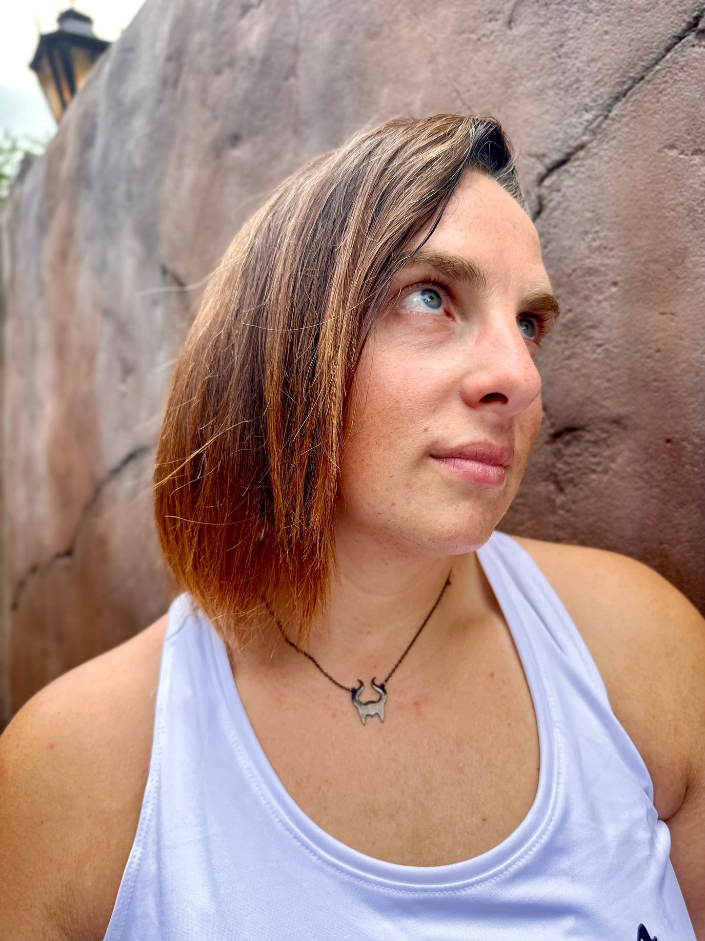 BLACK STAINLESS STEEL MALEFICENT HEADPIECE NECKLACE