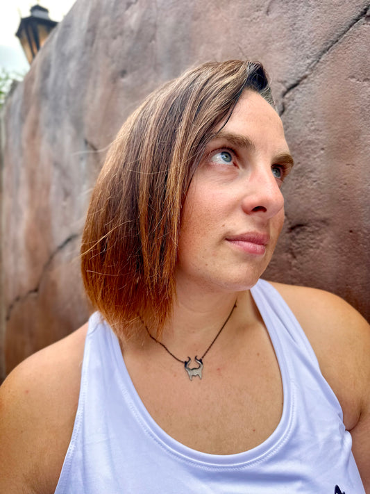 BLACK STAINLESS STEEL MALEFICENT HEADPIECE NECKLACE