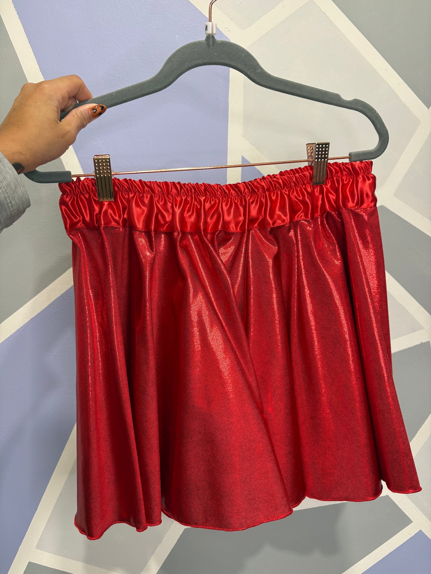 SIZE MEDIUM READY TO SHIP SINGLE LAYERED SPARKLE RED LYCRA SKIRT